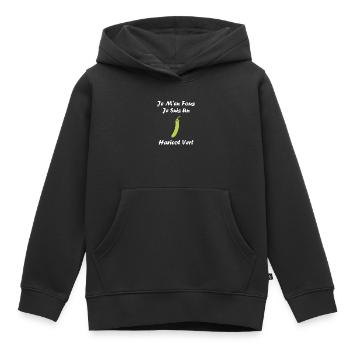 haricot vert - Sweat Premium à capuche enfant bio - noir - Devant - AI Model Kid Male (0cm)