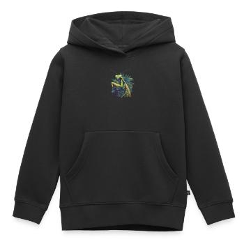 Mantes religieuses Mantes religieuses - Sweat Premium à capuche enfant bio - noir - Devant - AI Model Kid Male (0cm)