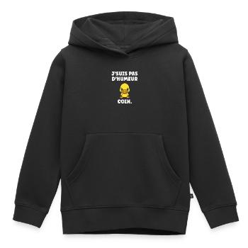 J'SUIS PAS D'HUMEUR COIN - Sweat Premium à capuche enfant bio - noir - Devant - AI Model Kid Male (0cm)
