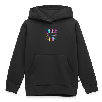 Ukulélé hawaïen ukulélé Ukulélé Girl - Sweat Premium à capuche enfant bio - noir - Devant - AI Model Kid Male (0cm)
