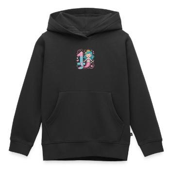 Sirène 1er anniversaire 1 année - Sweat Premium à capuche enfant bio - noir - Devant - AI Model Kid Male (0cm)