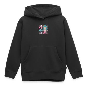 Meerjungfrau 2. Geburtstag 2 Jahre - Kinder Premium Organic Hoodie - Schwarz - Vorne - AI Model Kid Male (0cm)