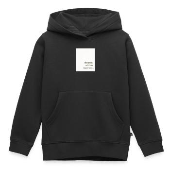 The route is recalculated – a modern statement - Kids Premium Organic Hoodie - black - Front - AI Model Kid Male (0cm)