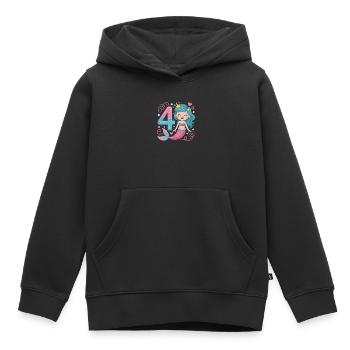 Meerjungfrau 4. Geburtstag 4 Jahre - Kinder Premium Organic Hoodie - Schwarz - Vorne - AI Model Kid Male (0cm)