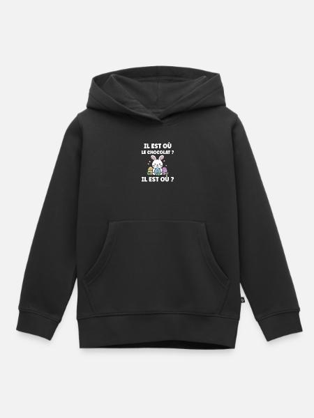 Wo ist die Schokolade? - Kinder Premium Organic Hoodie - Schwarz