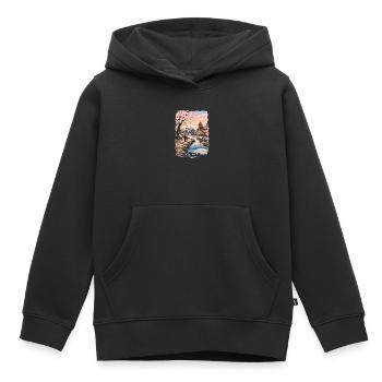 Fleurs traditionnelles de cerisier japonais - Sweat Premium à capuche enfant bio - noir - Devant - AI Model Kid Male (0cm)
