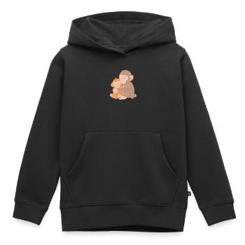 Étreinte entre singe et bébé - Sweat Premium à capuche enfant bio - noir - Devant - AI Model Kid Male (0cm)