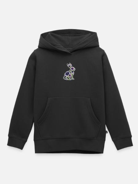 Hase Silhouette Blumen - Kinder Premium Organic Hoodie - Schwarz