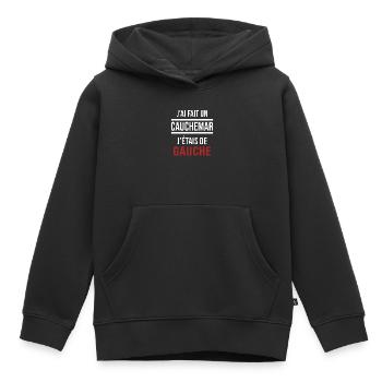 j'ai fais un cauchemar j'étais de gauche - Sweat Premium à capuche enfant bio - noir - Devant - AI Model Kid Male (0cm)