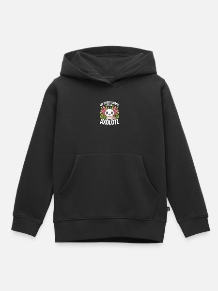 Axolotl Geisttier-Design - Kinder Premium Organic Hoodie - Schwarz