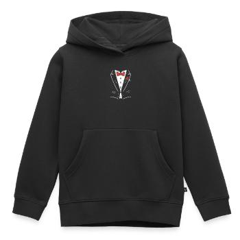 Tuxedo Rose Bowtie Illustration - Kids Premium Organic Hoodie - black - Front - AI Model Kid Male (0cm)