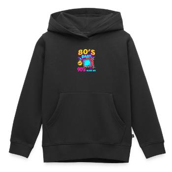 80s90s Neon TV Retro - Kids Premium Organic Hoodie - black - Front - AI Model Kid Male (0cm)