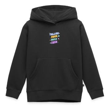 Follow Your Path – Pastel Retro Typography - Kids Premium Organic Hoodie - black - Front - AI Model Kid Male (0cm)