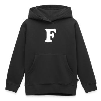 Grande impression en F | Lettre F | F Logo - Sweat Premium à capuche enfant bio - noir - Devant - AI Model Kid Male (0cm)