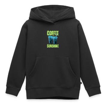 « Café glacé & soleil tous les jours » Café coloré - Sweat Premium à capuche enfant bio - noir - Devant - AI Model Kid Male (0cm)