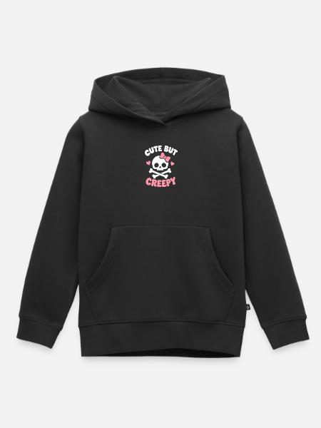 Niedlicher Totenkopfbogen-Grusel-Charme - Kinder Premium Organic Hoodie - Schwarz