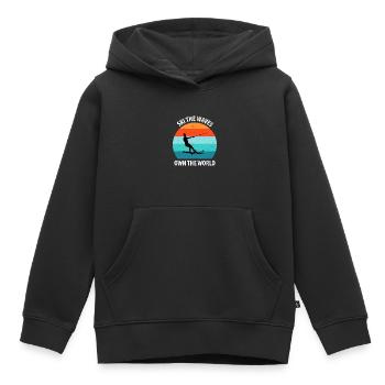 Ski nautique, ski nautique, skieurs nautiques - Sweat Premium à capuche enfant bio - noir - Devant - AI Model Kid Male (0cm)