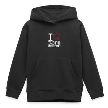 I Love Liebe Herz Seilspringen Rope Skipping - Kinder Premium Organic Hoodie - Schwarz - Vorne - AI Model Kid Male (0cm)