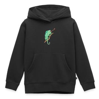 Green chameleon - Kids Premium Organic Hoodie - black - Front - AI Model Kid Male (0cm)