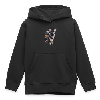 Süßer Hund mit Kuscheltier - Kinder Premium Organic Hoodie - Schwarz - Vorne - AI Model Kid Male (0cm)