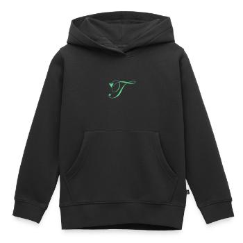 Monogramme T Coeur Vigne - Sweat Premium à capuche enfant bio - noir - Devant - AI Model Kid Male (0cm)