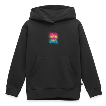 Retro gamer neon multicolore joystick design - Sweat Premium à capuche enfant bio - noir - Devant - AI Model Kid Male (0cm)