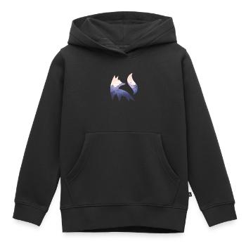 Fox Silhouette Forêt Nature Animal Renard Roux Forêt Animal - Sweat Premium à capuche enfant bio - noir - Devant - AI Model Kid Male (0cm)