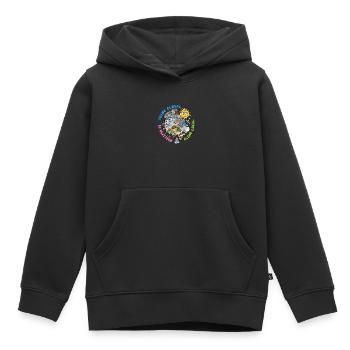 Pensez à l’escalade globale Fond lumineux local - Sweat Premium à capuche enfant bio - noir - Devant - AI Model Kid Male (0cm)
