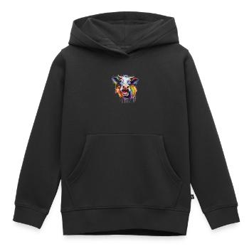 Bunte Kuh Popart, Kuh Regenbogen, Tier - Kinder Premium Organic Hoodie - Schwarz - Vorne - AI Model Kid Male (0cm)