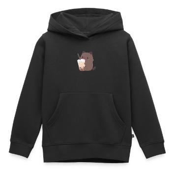 chat mignon - Sweat Premium à capuche enfant bio - noir - Devant - AI Model Kid Male (0cm)