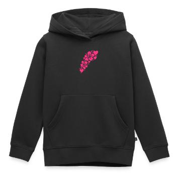 fleurs d'hibiscus, motif de coeurs - Sweat Premium à capuche enfant bio - noir - Devant - AI Model Kid Male (0cm)