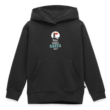 Que ferait Greta? - Édition White Superhero - Sweat Premium à capuche enfant bio - noir - Devant - AI Model Kid Male (0cm)