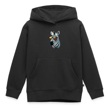 Zèbre - Sweat Premium à capuche enfant bio - noir - Devant - AI Model Kid Male (0cm)