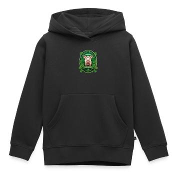 Cochon chanceux avec trèfles - Sweat Premium à capuche enfant bio - noir - Devant - AI Model Kid Male (0cm)