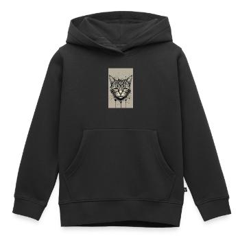 chat noir et blanc - Sweat Premium à capuche enfant bio - noir - Devant - AI Model Kid Male (0cm)