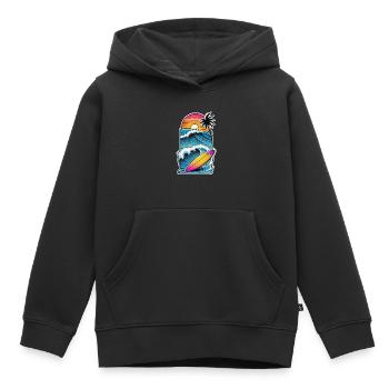 Surfen Strand Palme Sonnenschein Urlaub - Kinder Premium Organic Hoodie - Schwarz - Vorne - AI Model Kid Male (0cm)