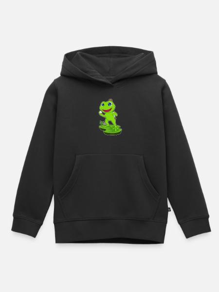 Frosch Baseball Baseballschläger Sport - Kinder Premium Organic Hoodie - Schwarz