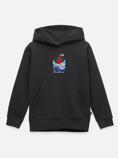 WINDKIND Große Welle - Kinder Premium Organic Hoodie - Schwarz