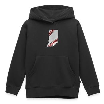 Le vrai baseball dans la carte de l’État de l’Indiana - Sweat Premium à capuche enfant bio - noir - Devant - AI Model Kid Male (0cm)