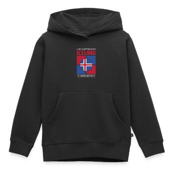 Islande - Sweat Premium à capuche enfant bio - noir - Devant - AI Model Kid Male (0cm)