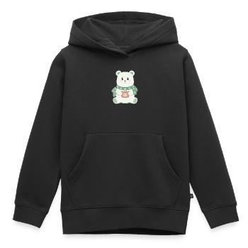 Ours polaire mignon dans l’ de Noël - Sweat Premium à capuche enfant bio - noir - Devant - AI Model Kid Male (0cm)