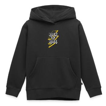 Rock'N'Roll Text Logo With Lightning - Kids Premium Organic Hoodie - black - Front - AI Model Kid Male (0cm)