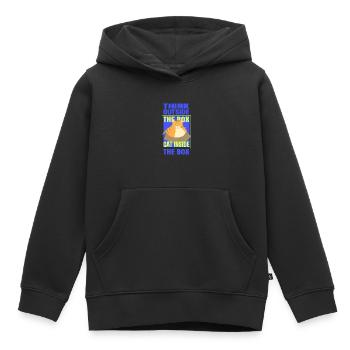 Denken Sie außerhalb der Box Katze in der Box - Kinder Premium Organic Hoodie - Schwarz - Vorne - AI Model Kid Male (0cm)
