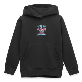 Faire de l’artisanat - Sweat Premium à capuche enfant bio - noir - Devant - AI Model Kid Male (0cm)