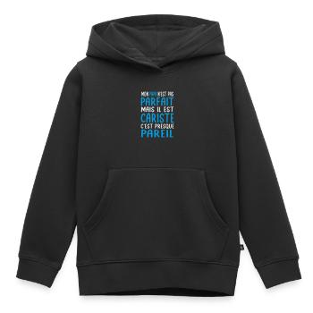 Mon papa n'est pas parfait - Cariste - Sweat Premium à capuche enfant bio - noir - Devant - AI Model Kid Male (0cm)