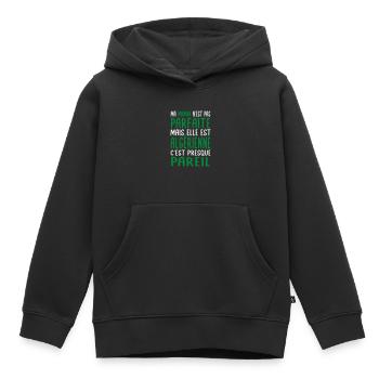 Ma maman n'est pas parfaite - Algérienne - Sweat Premium à capuche enfant bio - noir - Devant - AI Model Kid Male (0cm)