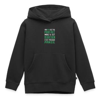 Mon papa n'est pas parfait - Berrichon - Sweat Premium à capuche enfant bio - noir - Devant - AI Model Kid Male (0cm)