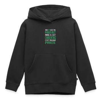Mon papa n'est pas parfait - Charentais - Sweat Premium à capuche enfant bio - noir - Devant - AI Model Kid Male (0cm)