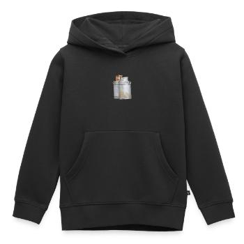 lait - Sweat Premium à capuche enfant bio - noir - Devant - AI Model Kid Male (0cm)