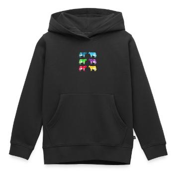 kuh kühe bunt - Kinder Premium Organic Hoodie - Schwarz - Vorne - AI Model Kid Male (0cm)